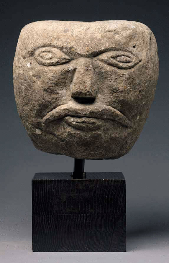 A Carved Celtic Stone Head